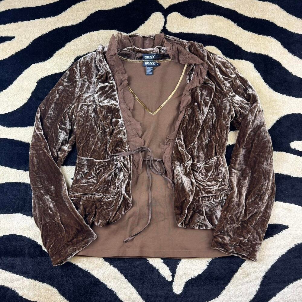 ★DKNY Brown Velvet 2-Piece Set ★